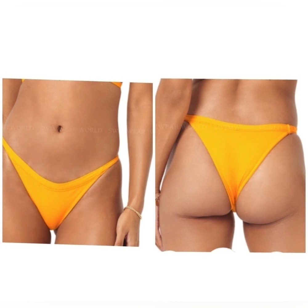 L*Space Camdyn Bikini Bitsy Bikini Bottom Vibrant Mango Color Womens Size L